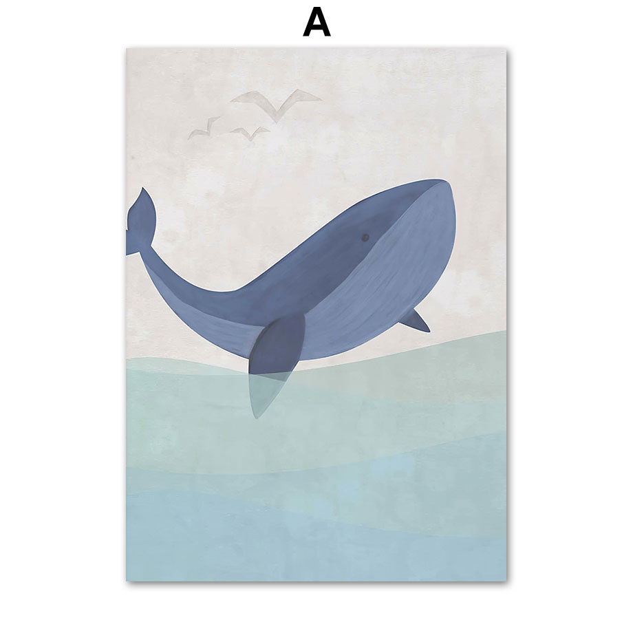 Baby Nursery Ocean - Cartoon Sea Whale Shark Sailboat Ocean