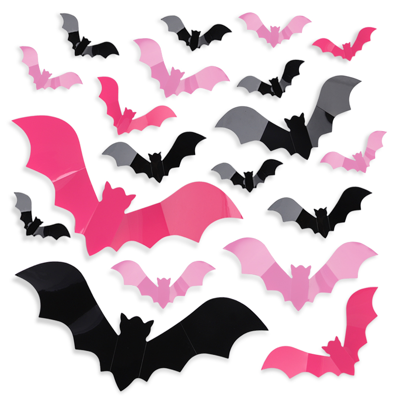 Baby Nursery Decals - 24/48Pcs Halloween Pink Bats Window Sticker