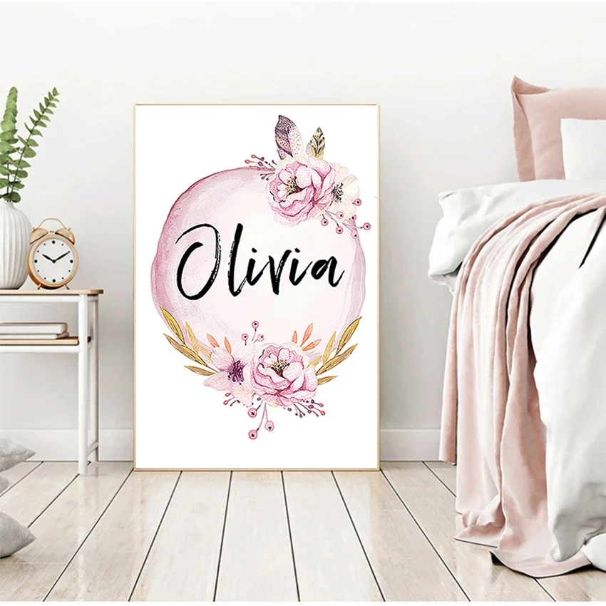 Baby Nursery Name - Art Nursery Prints Wall Painting Kids