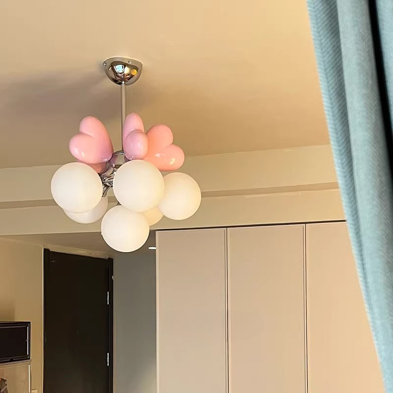 Baby Nursery Chandelier - Pink Heart Bubble Ball Decor LED