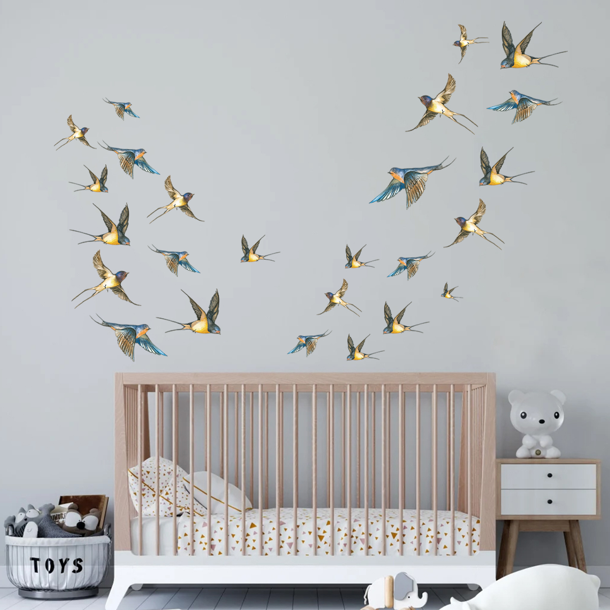 4Pcs Watercolor Multicolor Bir - Baby Nursery Accessories review and price