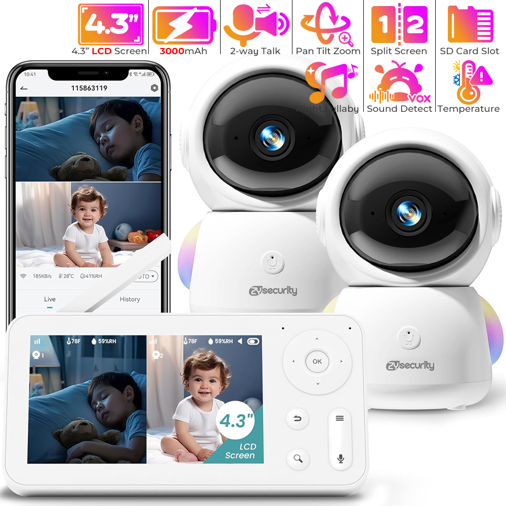 2K Baby Monitor with 2 Cameras - Baby Nursery Music review and price
