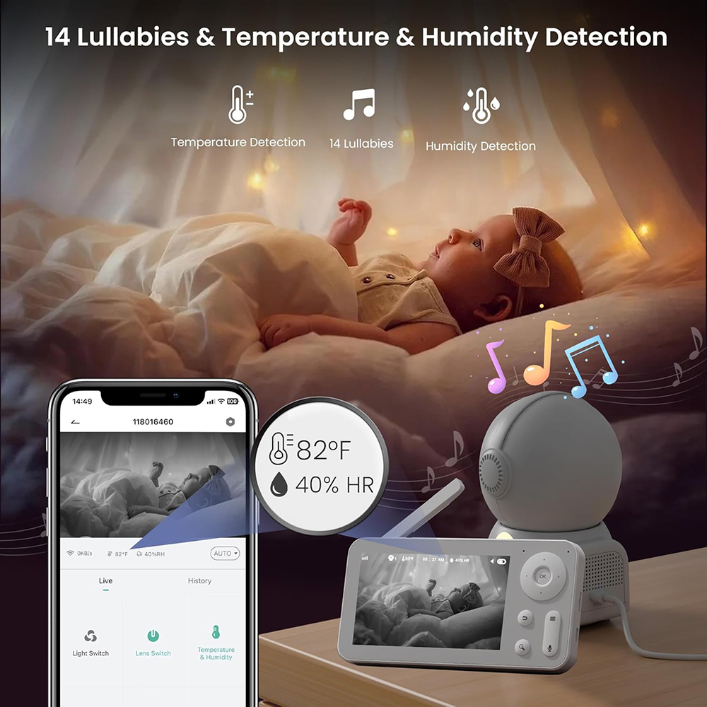 2K Baby Monitor with 2 Cameras - Baby Nursery Music review and price
