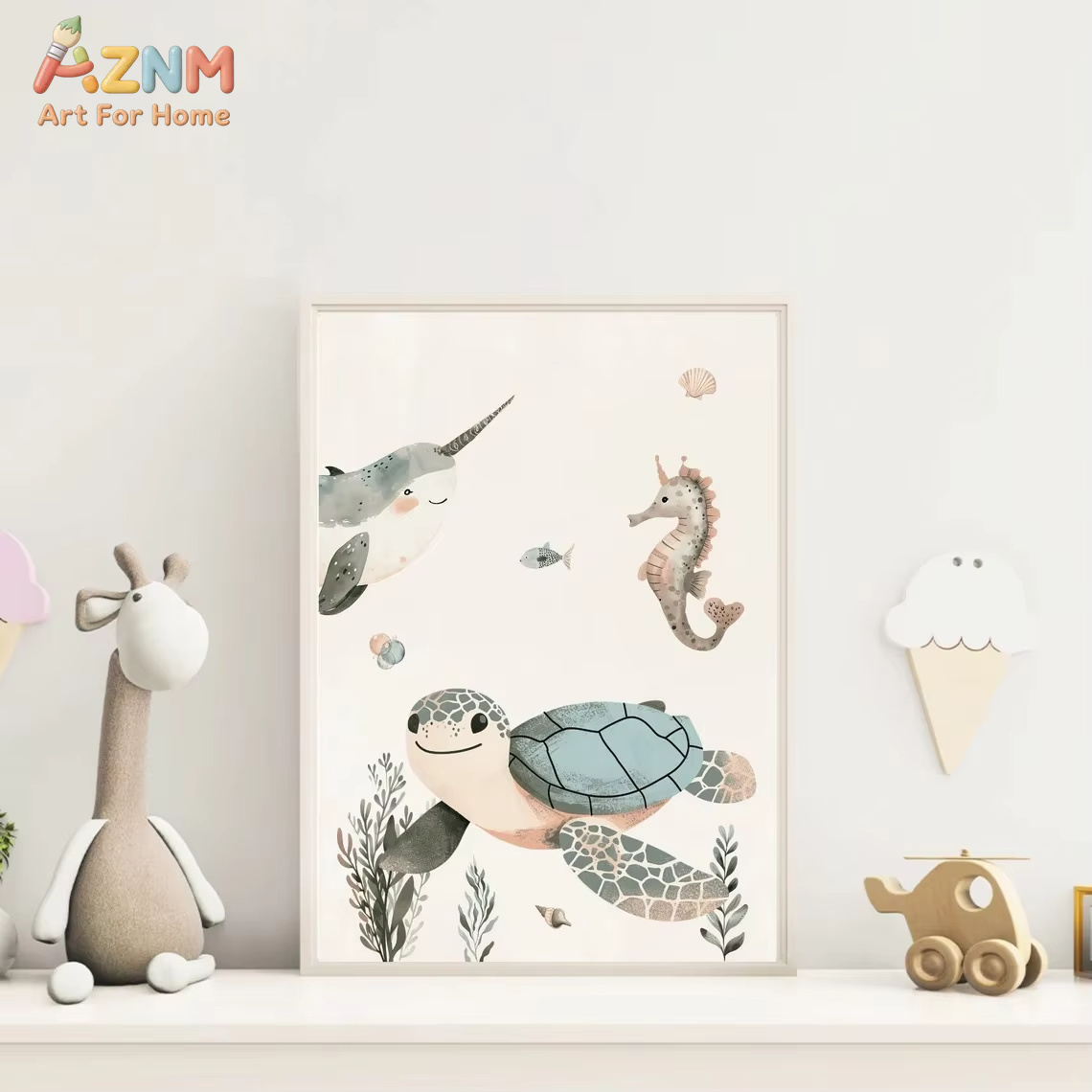 AZNM Watercolor Cute Ocean Ani - Baby Nursery Ocean review and price