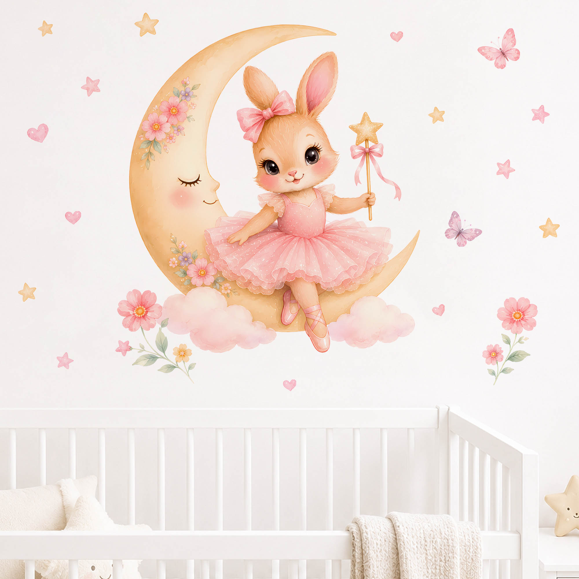 Watercolor Ballerina Bunny Moo - Baby Nursery Decals review and price