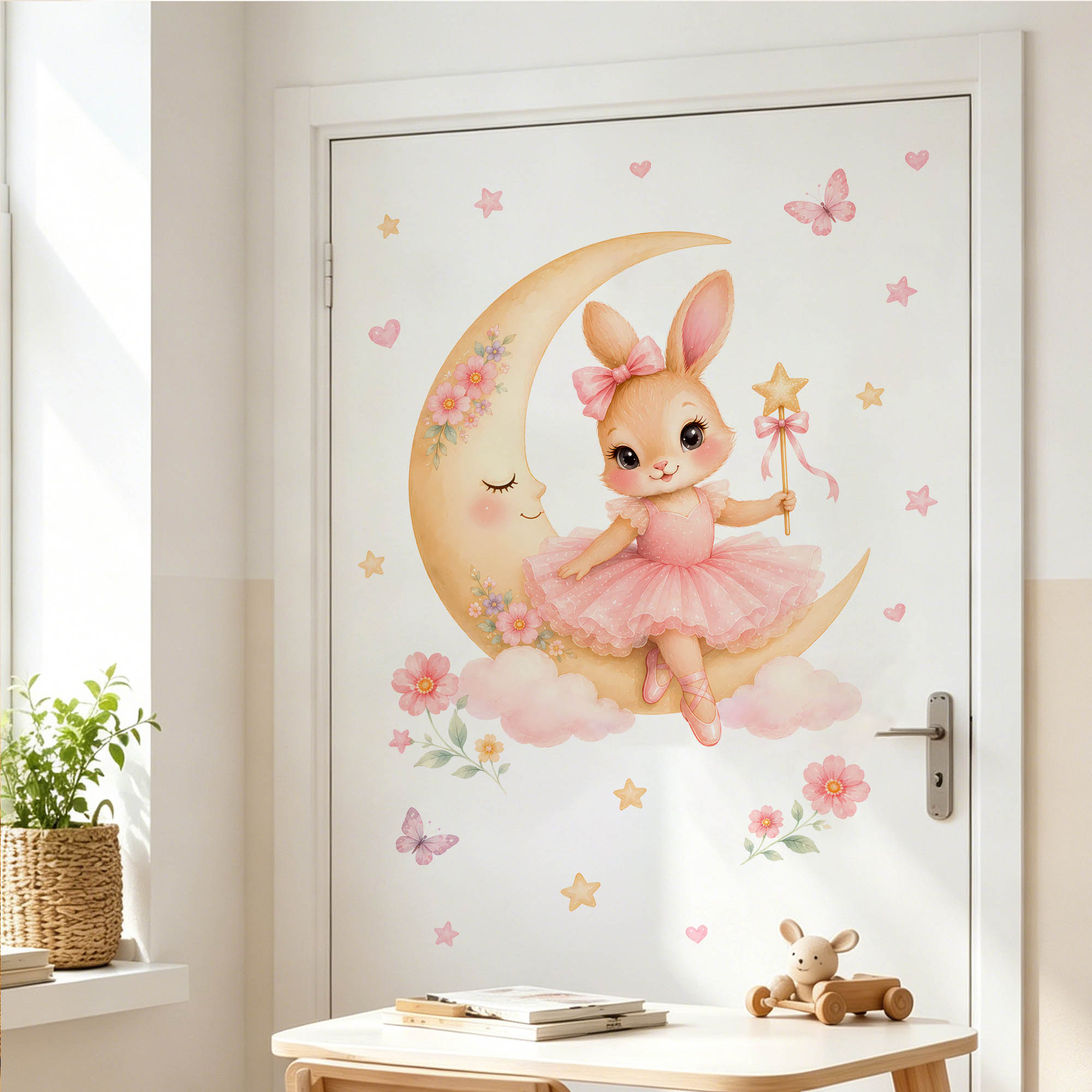 Watercolor Ballerina Bunny Moo - Baby Nursery Decals review and price