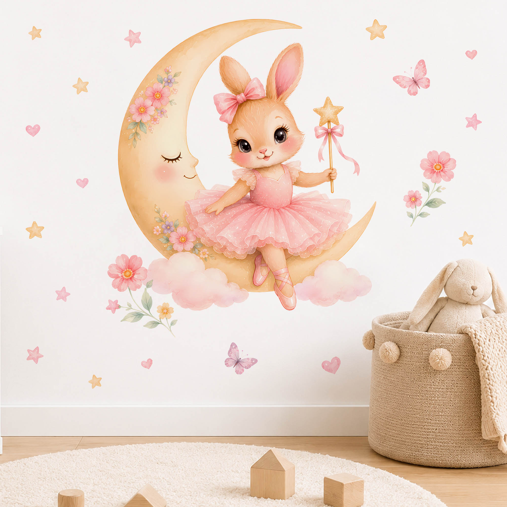 Watercolor Ballerina Bunny Moo - Baby Nursery Decals review and price