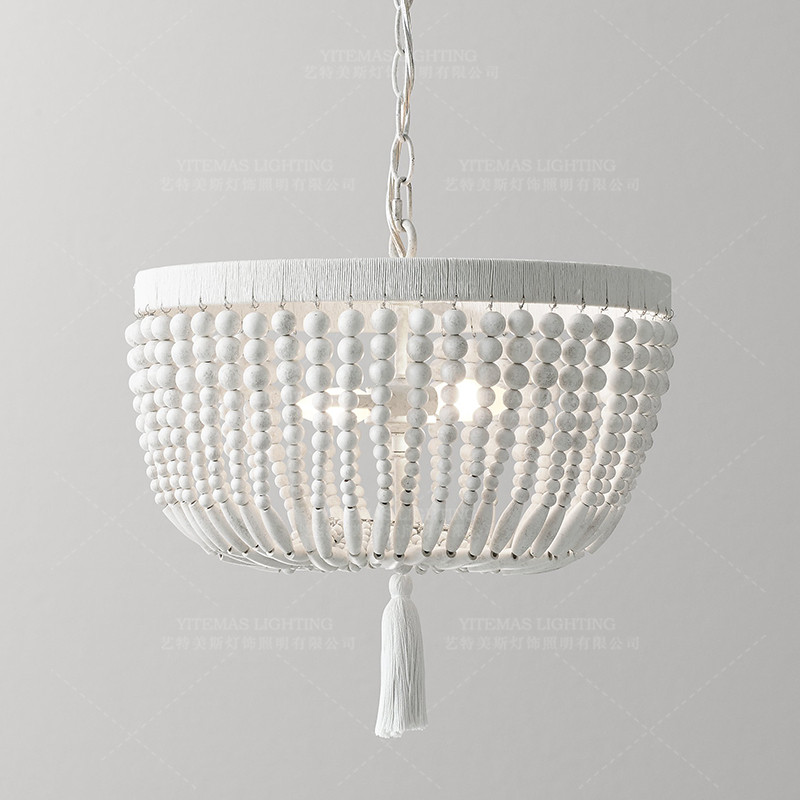 Weathered White wood beads cha - Baby Nursery Chandelier review and price
