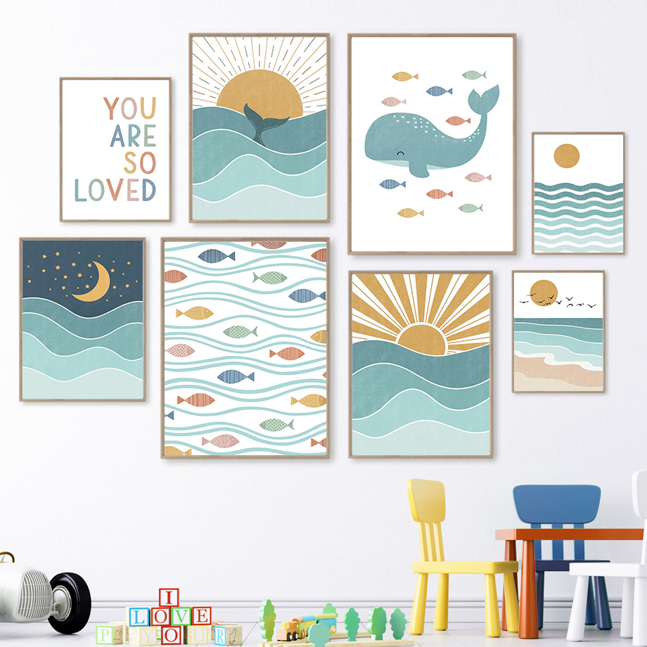 (2D canvas painting)  Fish Wha - Baby Nursery Ocean review and price