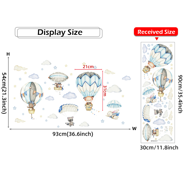 Cartoon Cute Animals Hot Air B - Baby Nursery Decals review and price