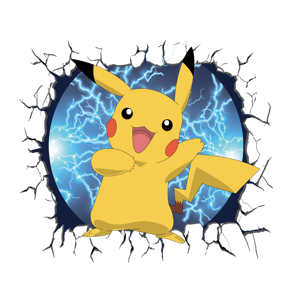 3D Broken Wall Cartoon Pikachu - Baby Nursery Decals review and price
