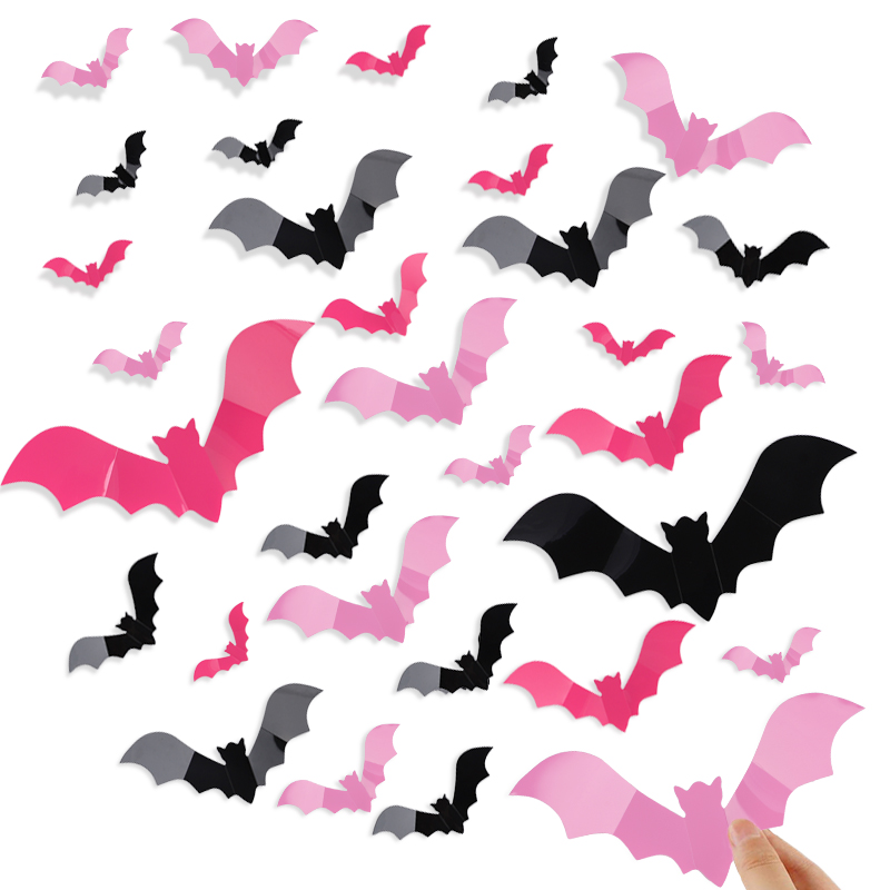 24/48Pcs Halloween Pink Bats W - Baby Nursery Decals review and price