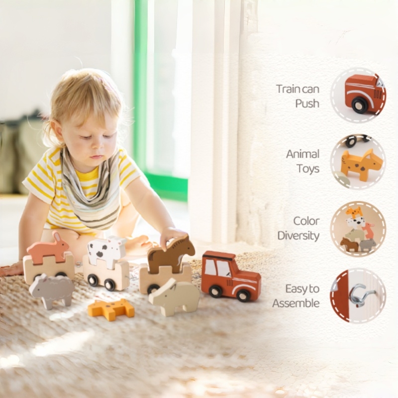 Colorful Wooden Push Train Toy - Baby Nursery Music review and price