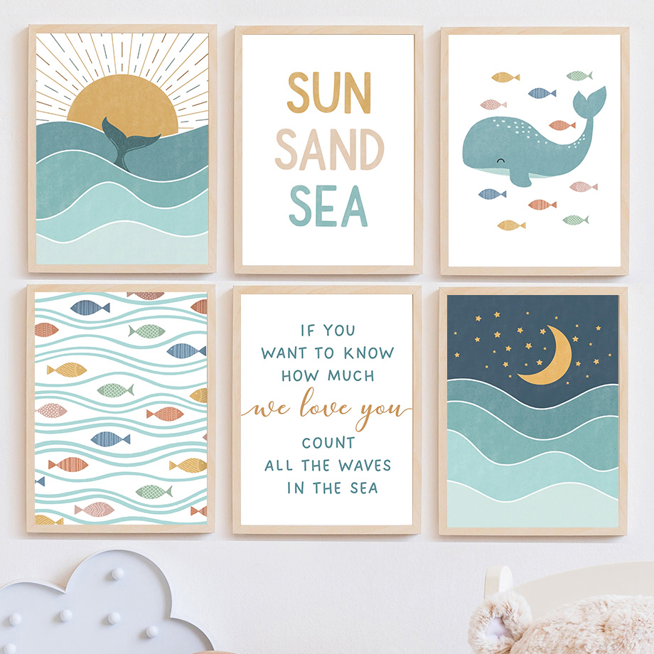 1pc frameless Fish Whale Seagu - Baby Nursery Ocean review and price