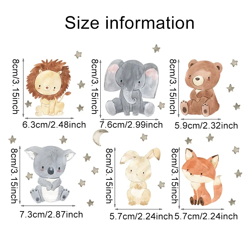1/2/4/6set Cartoon Animals Wal - Baby Nursery Decals review and price