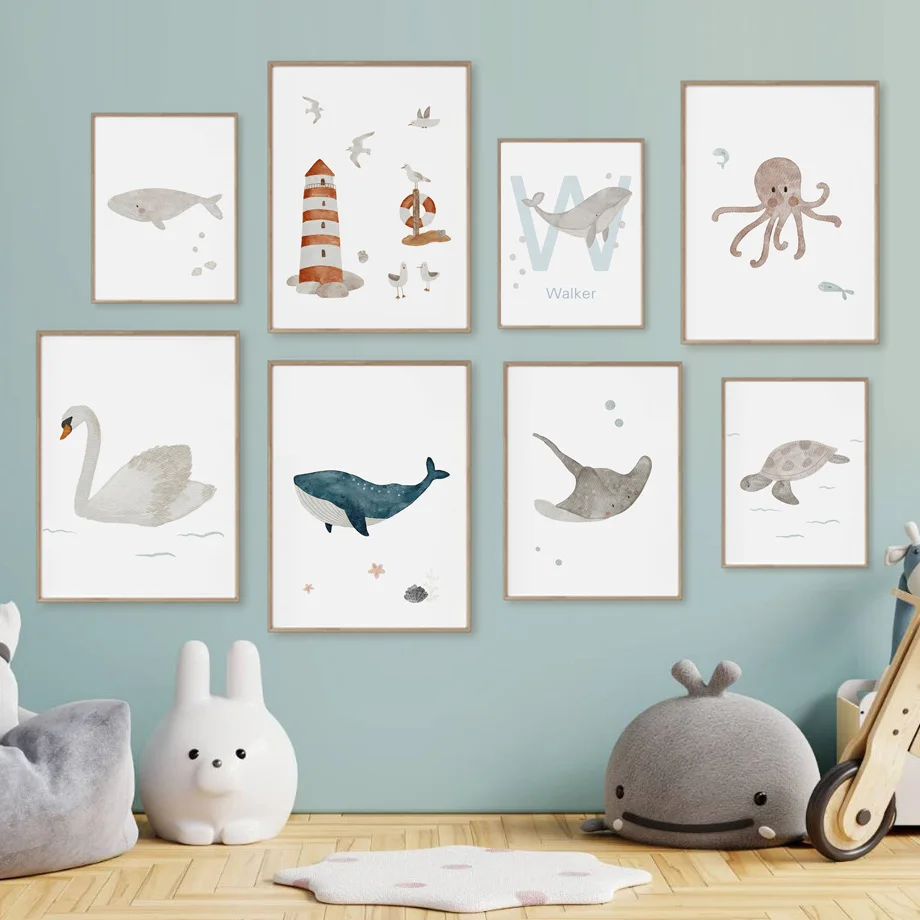 Custom Name Whale Octopus Turt - Baby Nursery Ocean review and price