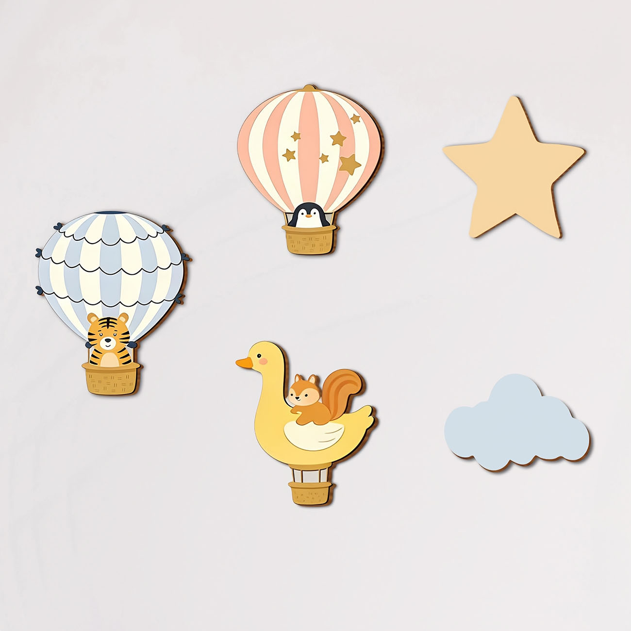 5Pcs Animal Hot Air Balloon Wo - Baby Nursery Decals review and price