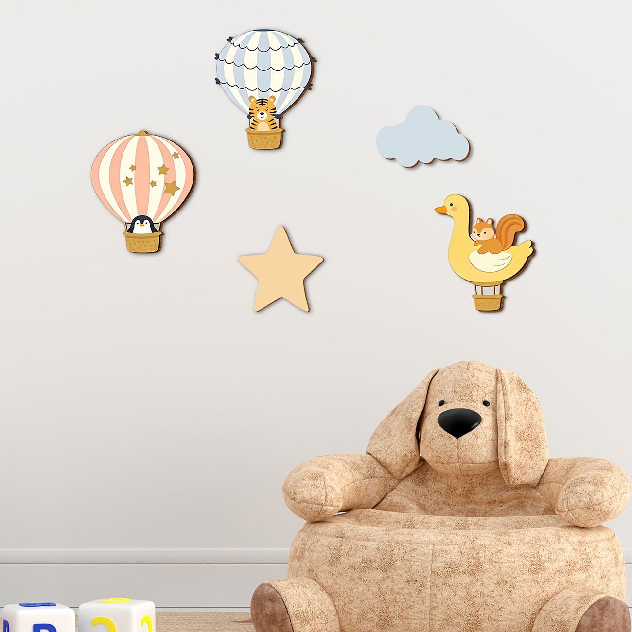 5Pcs Animal Hot Air Balloon Wo - Baby Nursery Decals review and price